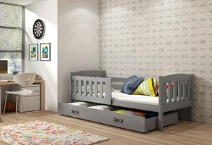Detská posteľ FLORENT P1 + ÚP + matrac + rošt ZADARMO, 80x190 cm, biela, grafitová