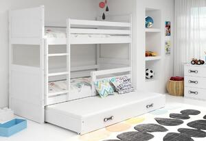 Poschodová posteľ RICO 3 COLOR + matrac + rošt ZDARMA, 90x200 cm, borovica, blankytná