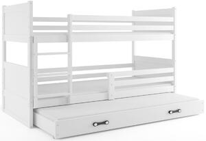 Poschodová posteľ FIONA 3 COLOR + matrac + rošt ZDARMA, 80x190 cm, biela/biela