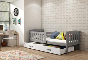 Detská posteľ KUBUS P1 + ÚP + matrac + rošt ZADARMO, 80x190, grafit, biela
