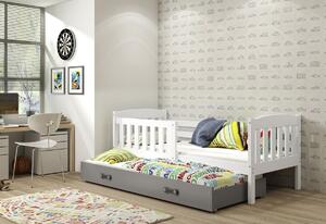 Detská posteľ FLORENT P2 + matrac + rošt ZADARMO, 90x200 cm, borovica, biela