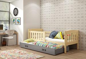 Detská posteľ FLORENT P2 + matrac + rošt ZADARMO, 80x190 cm, borovica, grafitová
