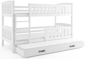 Poschodová posteľ FLORENT 3 + matrac + rošt ZADARMO, 80x190 cm, biela, biela