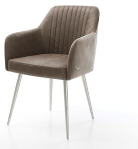 DELIFE Jedálenská stolička Greg-Flex mikrovlákno taupe vintage 4-nohá zúžená nerezová oceľ vrecková pružina