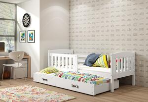 Detská posteľ FLORENT 2 + matrac + rošt ZADARMO, 90x200 cm, biela, biela