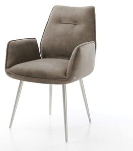DELIFE Jedálenská stolička Zoa-Flex mikrovlákno taupe vintage 4-nohá zúžená nerezová oceľ vrecková pružina