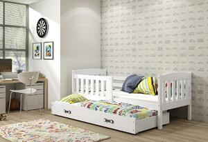 Detská posteľ FLORENT P2 + matrac + rošt ZADARMO, 80x190 cm, borovica, biela