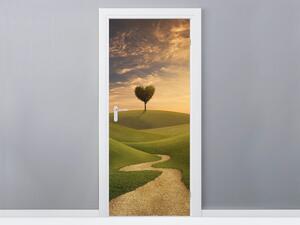 Gario Fototapeta na dvere Strom v tvare srdca Veľkosť: 95 x 205 cm, Materiál: Samolepiaca