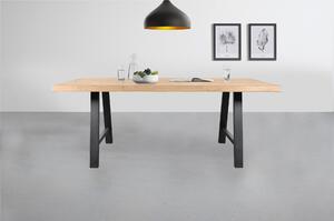 Jedálenský stôl AMAYA AN dub/kov, šírka 200 cm, prírodná hrana
