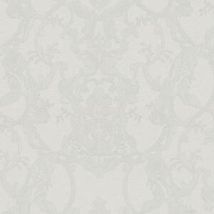 Bielo-strieborná ornamentálna vliesová tapeta s vinylovým povrchom Z80040 Philipp Plein, Zambaiti Parati