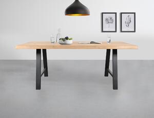 Jedálenský stôl AMAYA AN dub/kov, šírka 140 cm, prírodná hrana