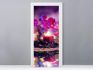 Fototapeta na dvere Štýlová kompozícia Orchidea a relax Materiál: Samolepiaca, Veľkosť: 95 x 205 cm