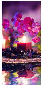 Fototapeta na dvere Štýlová kompozícia Orchidea a relax Materiál: Samolepiaca, Rozmery: 95 x 205 cm