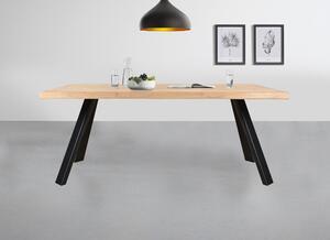 Jedálenský stôl AMAYA LN dub/kov, šírka 220 cm, prírodná hrana