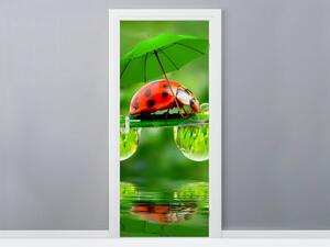 Fototapeta na dvere Lienky s dáždnikmi Materiál: Samolepiaca, Rozmery: 95 x 205 cm