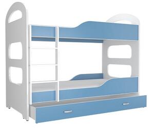Detská poschodová posteľ PATRIK 2 COLOR 160x80 cm, biely/modrý