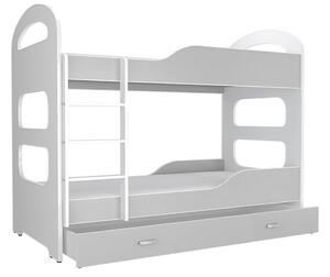Detská poschodová posteľ PATRIK 2 COLOR 160x80 cm, biely/biely