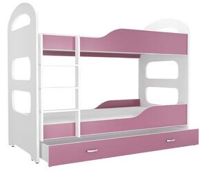 Detská poschodová posteľ DOMINIK 2 COLOR, 160x80, bialy/ružový