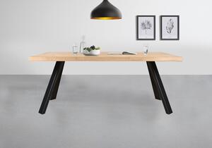 Jedálenský stôl AMAYA LN dub/kov, šírka 140 cm, prírodná hrana