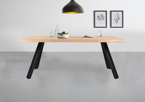 Jedálenský stôl AMAYA LN dub/kov, šírka 200 cm, prírodná hrana