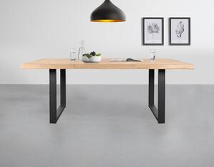 Jedálenský stôl AMAYA UN dub/kov, šírka 180 cm, prírodná hrana