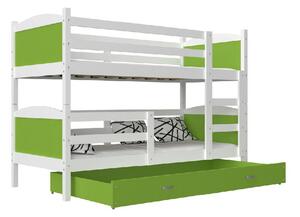 Detská poschodová posteľ MATES 2 COLOR, 190x80 cm, biely/zelený