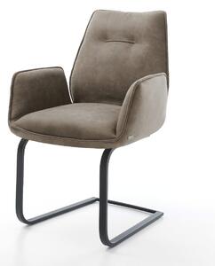 DELIFE Jedálenská stolička Zoa-Flex mikrovlákno taupe vintage jedálenská stolička plochá čierna vrecková pružina
