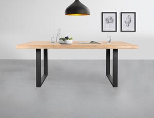 Jedálenský stôl AMAYA UN dub/kov, šírka 220 cm, prírodná hrana