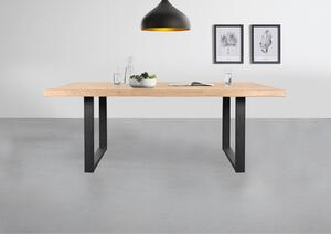 Jedálenský stôl AMAYA UN dub/kov, šírka 140 cm, prírodná hrana