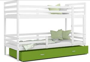 Detská posteľ RACEK B 2 COLOR, 190x90 cm, biely/zelený