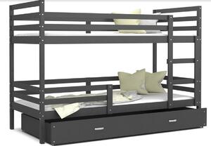 Detská poschodová posteľ RACEK B 2 COLOR+rošt+matrac ZDARMA, 184x80, šedý/šedý