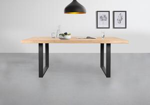 Jedálenský stôl AMAYA UN dub/kov, šírka 160 cm, prírodná hrana