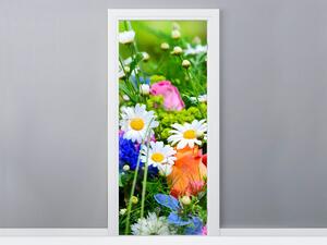 Gario Fototapeta na dvere Motýle a kvety v krásnej záhrade Veľkosť: 95 x 205 cm, Materiál: Samolepiaca
