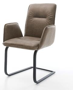 DELIFE Jedálenská stolička Vinja-Flex mikrovlákno taupe vintage jedálenská stolička plochá čierna