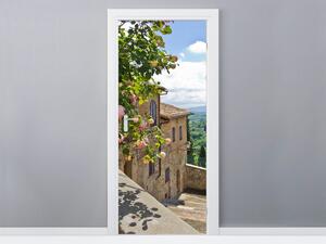 Gario Fototapeta na dvere Ruže na balkóne Veľkosť: 95 x 205 cm, Materiál: Samolepiaca