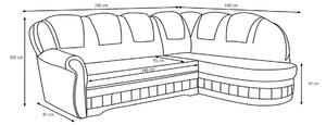 Rozkladacia sedacia súprava LORD II, 250x105x190, dora96/dora90, ľavá