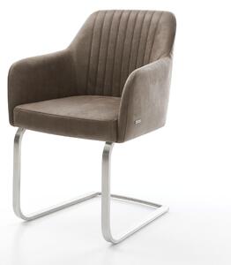 DELIFE Jedálenská stolička Greg-Flex mikrovlákno taupe vintage jedálenská stolička plochý nerezová oceľ vrecková pružina