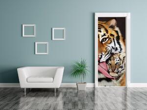 Gario Fototapeta na dvere Tiger a tigrík Veľkosť: 95 x 205 cm, Materiál: Samolepiaca