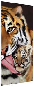 Fototapeta na dvere Tiger a tigrík Materiál: Samolepiaca, Rozmery: 95 x 205 cm