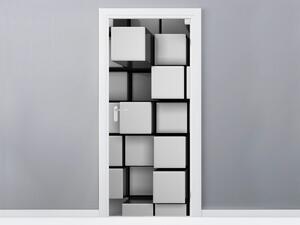 Fototapeta na dvere Sivé kocky na stene Materiál: Samolepiaca, Rozmery: 95 x 205 cm