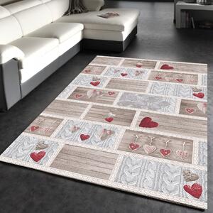 Ženilkový koberec Shabby love červený Made in Italy
