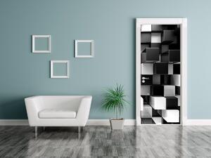 Gario Fototapeta na dvere Čierno-biele 3D kocky Veľkosť: 95 x 205 cm, Materiál: Samolepiaca