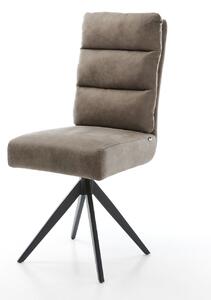 DELIFE Jedálenská stolička Pela-Flex mikrovlákno taupe vintage krížová podstava hranatá čierna vrecková pružina