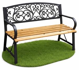 Ak furniture Záhradná lavica NERINA čierna/jedľové drevo