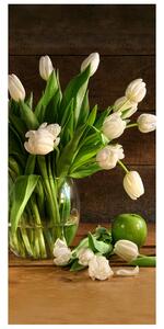 Gario Fototapeta na dvere Krásne biele tulipány Veľkosť: 95 x 205 cm, Materiál: Samolepiaca