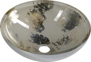 MURANO ANIMA 2 sklenené umývadlo okrúhle 40x14 cm, strieborná/béžová AL5318-42