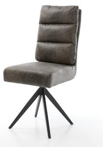 DELIFE Jedálenská stolička Pela-Flex mikrovlákno sivá vintage krížová podstava hranatá čierna vrecková pružina
