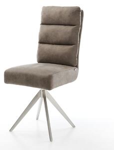 DELIFE Jedálenská stolička Pela-Flex mikrovlákno taupe vintage krížová podstava hranatá nerezová oceľ vrecková pružina