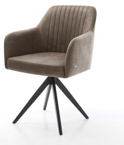 DELIFE Jedálenská stolička Greg-Flex mikrovlákno taupe vintage krížová podstava hranatá čierna vrecková pružina