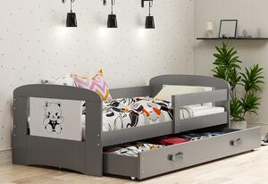 Detská posteľ PHILIP P1 + ÚP + matrac + rošt ZADARMO, 80x160 cm, grafit/auto